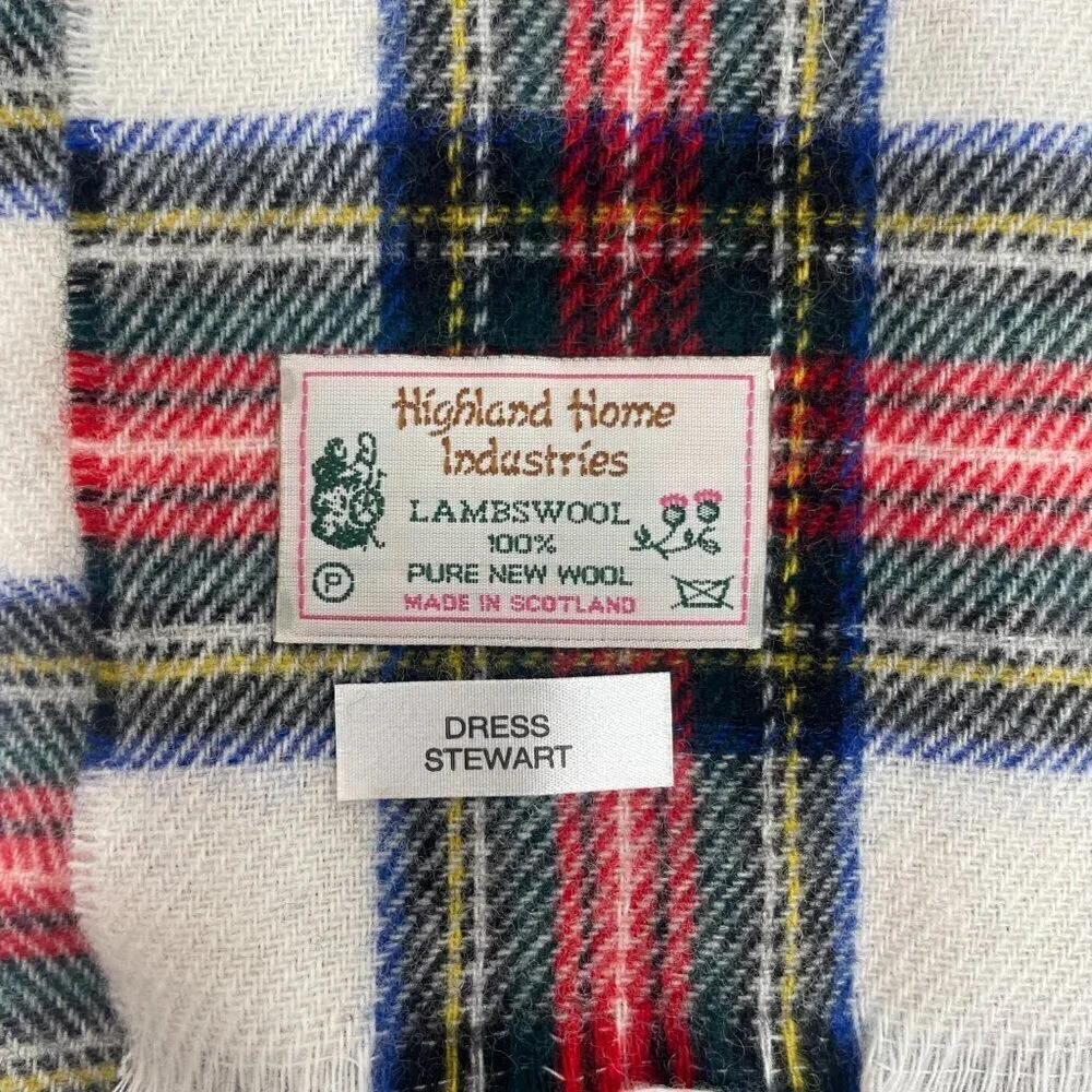 Highland Home Lambswool Vintage 100% Wool Plaid Scarf